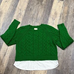 Emerald Green Cable Knit Sweater